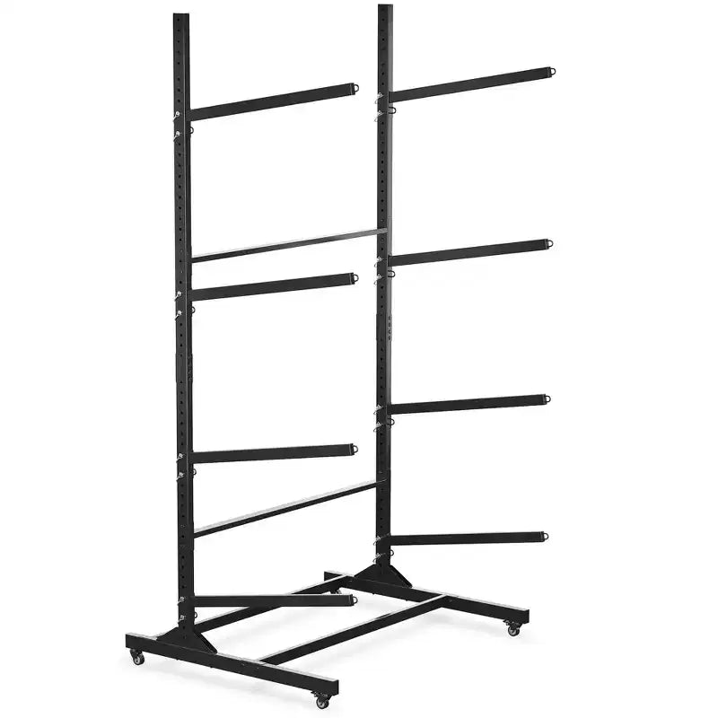 Support de rangement robuste pour 4 kayaks COZONY, support autoportant à 4 niveaux avec roues et sangles de suspension