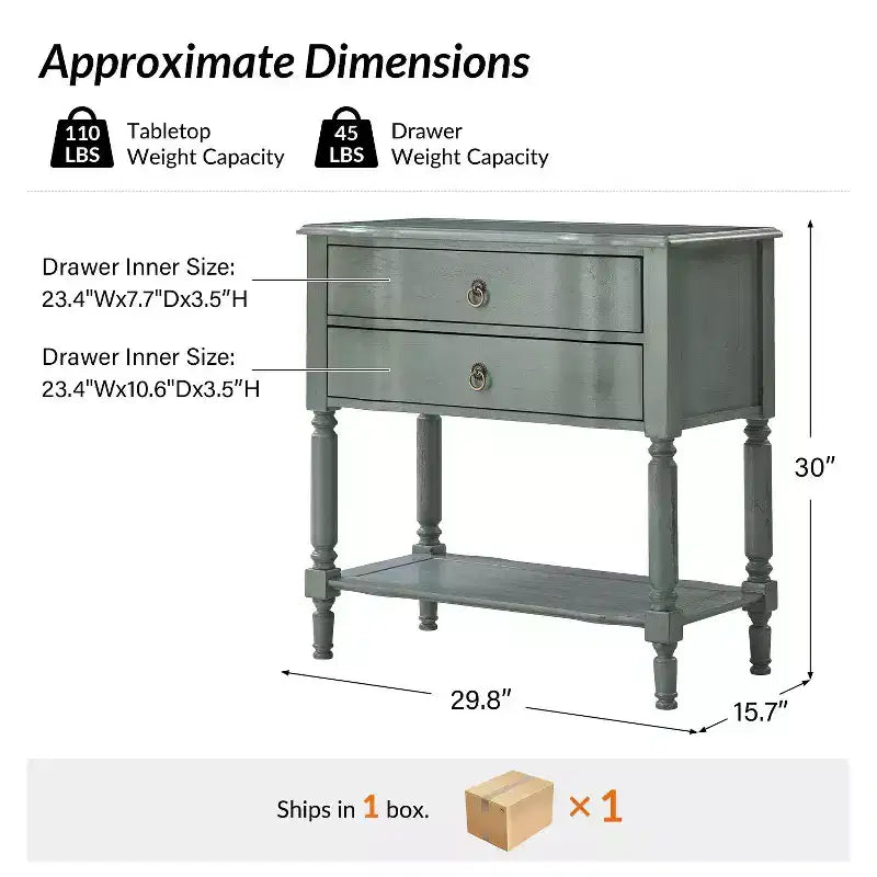 Table d'appoint Anton 30W à 2 tiroirs avec station de charge intégrée|HULALA HOME