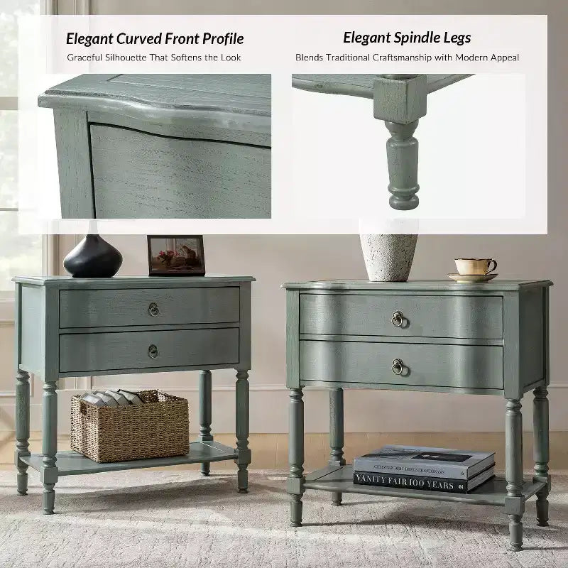 Table d'appoint Anton 30W à 2 tiroirs avec station de charge intégrée|HULALA HOME