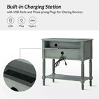 Table d'appoint Anton 30W à 2 tiroirs avec station de charge intégrée|HULALA HOME