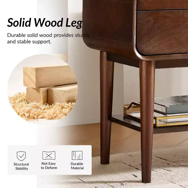 Table d'appoint Rudol 24" avec 2 tiroirs, lot de 2, avec station de charge intégrée | HULALA HOME