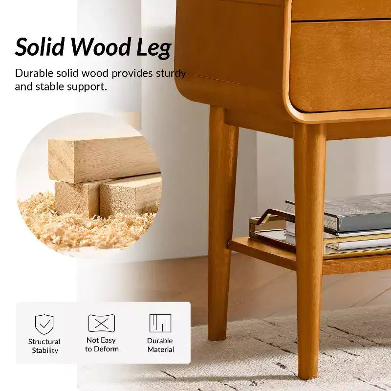 Table d'appoint Rudol 24" avec 2 tiroirs, lot de 2, avec station de charge intégrée | HULALA HOME