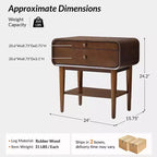 Table d'appoint Rudol 24" avec 2 tiroirs, lot de 2, avec station de charge intégrée | HULALA HOME