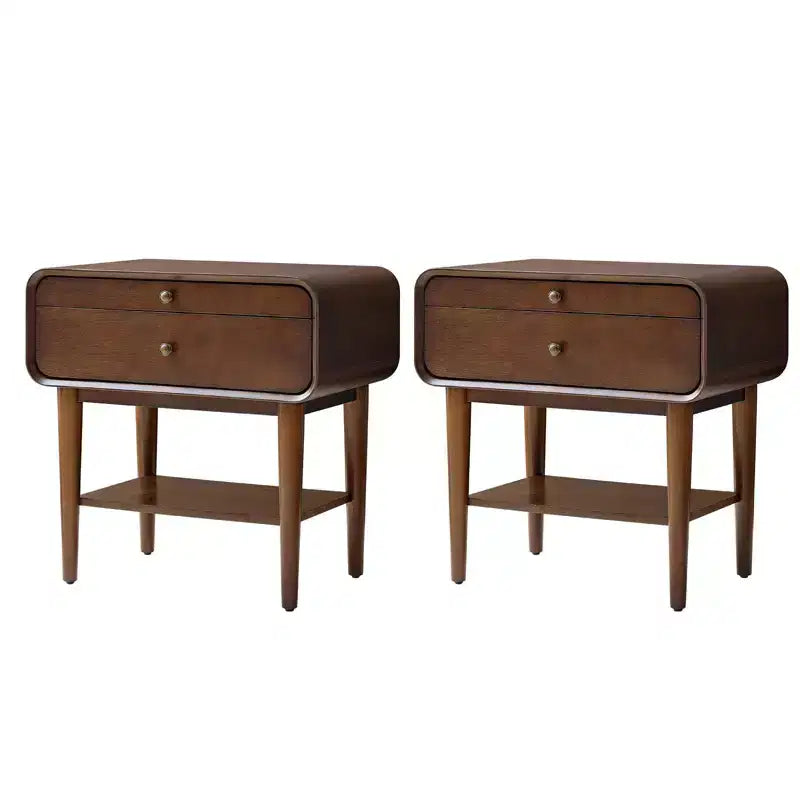 Table d'appoint Rudol 24" avec 2 tiroirs, lot de 2, avec station de charge intégrée | HULALA HOME