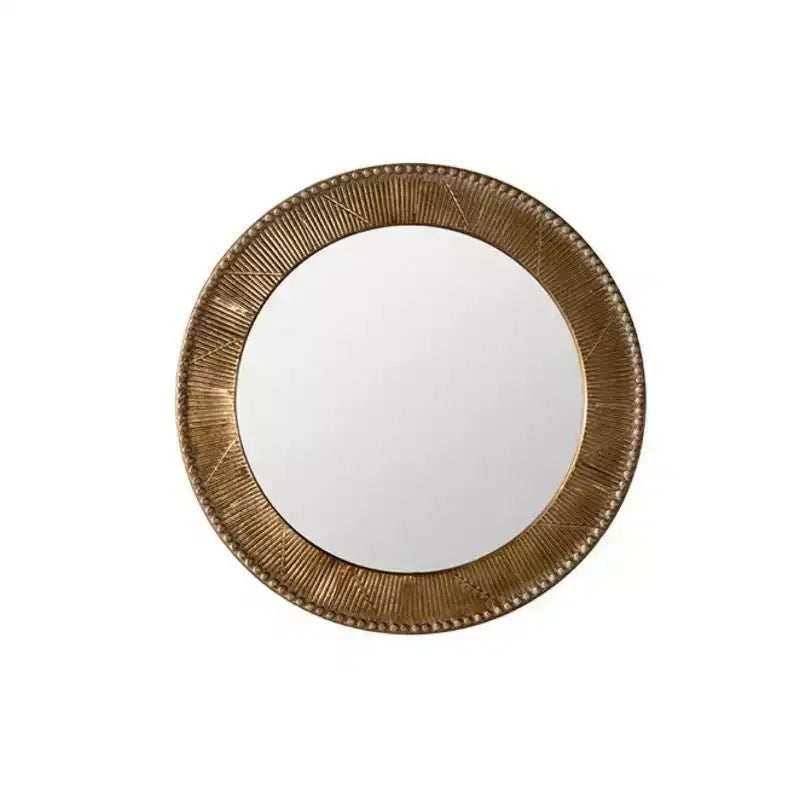 Miroir Mural Rond de Luxe de 31 po avec Cadre Texturé, Miroir Décoratif Bohème pour Salon, Entrée ou Couloir-Panipeachy