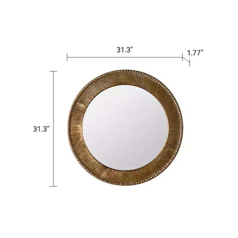 Miroir Mural Rond de Luxe de 31 po avec Cadre Texturé, Miroir Décoratif Bohème pour Salon, Entrée ou Couloir-Panipeachy