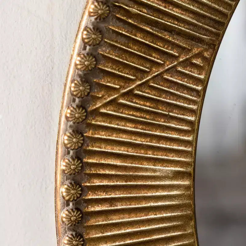 Miroir Mural Rond de Luxe de 31 po avec Cadre Texturé, Miroir Décoratif Bohème pour Salon, Entrée ou Couloir-Panipeachy