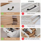 TYBOATLE Table de Chevet Blanche à 3 Tiroirs avec Station de Charge, Table de Chevet de Style Ferme avec Ports USB et Type-C, Grande Table d'Appoint pour Chambre à Coucher et Salon