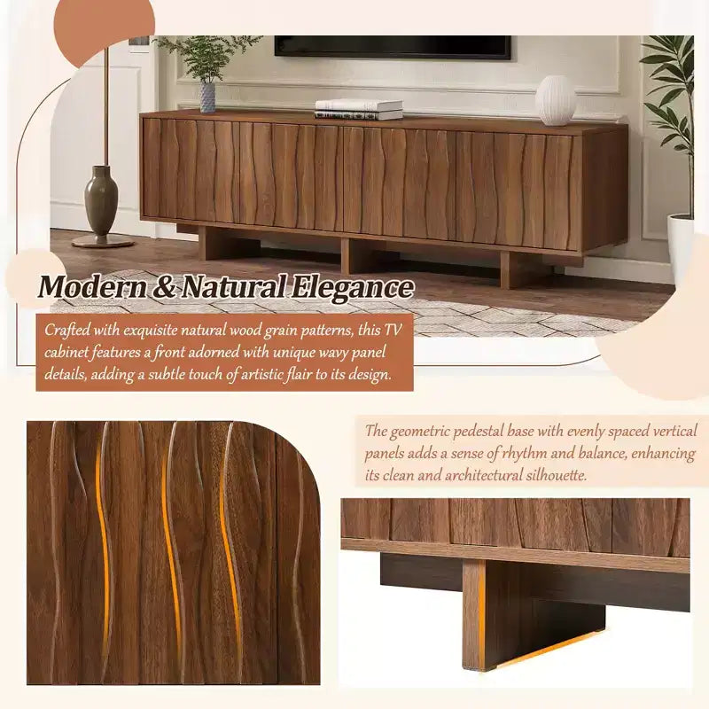 Meuble TV Rétro Clihome, Console Multimédia Effet Bois pour Salon