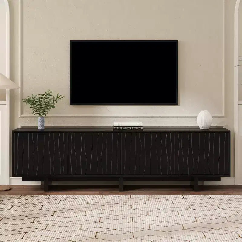 Meuble TV Rétro Clihome, Console Multimédia Effet Bois pour Salon