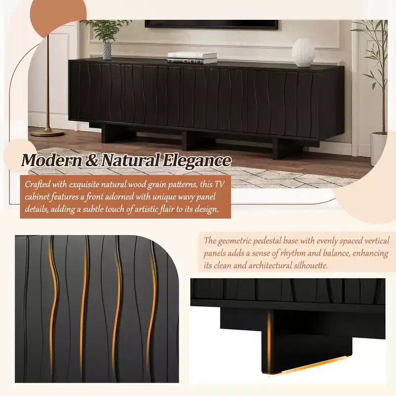 Meuble TV Rétro Clihome, Console Multimédia Effet Bois pour Salon