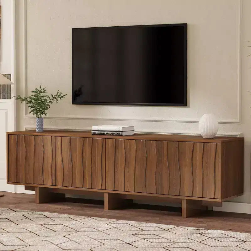 Meuble TV Rétro Clihome, Console Multimédia Effet Bois pour Salon