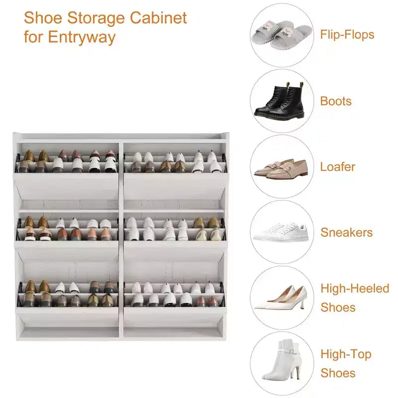 Meuble à chaussures avec 3 tiroirs basculants, meuble à chaussures en bois avec étagères réglables, organiseur de rangement de chaussures à 4 niveaux pour entrée, couloir, salon