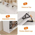 Meuble à chaussures avec 3 tiroirs basculants, meuble à chaussures en bois avec étagères réglables, organiseur de rangement de chaussures à 4 niveaux pour entrée, couloir, salon