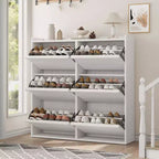 Meuble à chaussures avec 3 tiroirs basculants, meuble à chaussures en bois avec étagères réglables, organiseur de rangement de chaussures à 4 niveaux pour entrée, couloir, salon