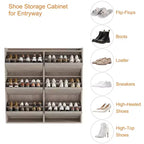 Meuble à chaussures avec 3 tiroirs basculants, meuble à chaussures en bois avec étagères réglables, organiseur de rangement de chaussures à 4 niveaux pour entrée, couloir, salon