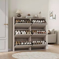 Shoe Cabinet with 3 Flip Drawers, Wooden Shoe Rack Cabinet with Adjustable Shelves, 4-Tier Shoe Storage Organizer for Entryway, Hallway, Living Room