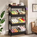 Lantine 4-Tier Retail Snack Display Shelf with 4 Hooks, suitable for vendors, stores, supermarkets and home kitchens.