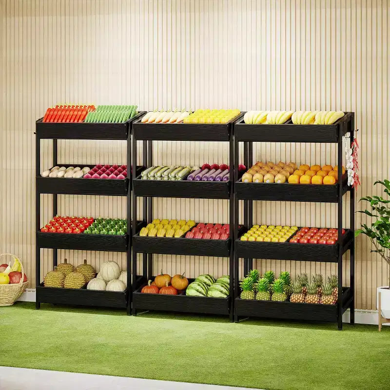Étagère de présentation de snacks Lantine à 4 niveaux avec 4 crochets, idéale pour les vendeurs, les magasins, les supermarchés et les cuisines à domicile.