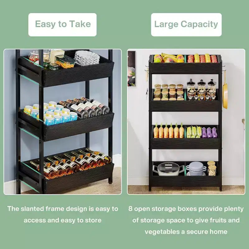 Étagère de présentation de snacks Lantine à 4 niveaux avec 4 crochets, idéale pour les vendeurs, les magasins, les supermarchés et les cuisines à domicile.