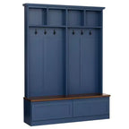 Clihome Portemanteau d'entrée 4-en-1 style ferme avec banc aspect bois et 2 grands tiroirs pour couloir