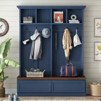 Clihome Portemanteau d'entrée 4-en-1 style ferme avec banc aspect bois et 2 grands tiroirs pour couloir