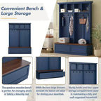 Clihome Portemanteau d'entrée 4-en-1 style ferme avec banc aspect bois et 2 grands tiroirs pour couloir