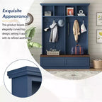 Clihome Portemanteau d'entrée 4-en-1 style ferme avec banc aspect bois et 2 grands tiroirs pour couloir