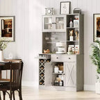Meuble de bar à café GustoWave avec portes coulissantes façon grange - Buffet de rangement pour le vin pour cuisine et salle à manger