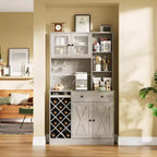Meuble de bar à café GustoWave avec portes coulissantes façon grange - Buffet de rangement pour le vin pour cuisine et salle à manger