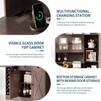 Meuble de bar à café GustoWave avec portes coulissantes façon grange - Buffet de rangement pour le vin pour cuisine et salle à manger