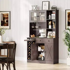 Meuble de bar à café GustoWave avec portes coulissantes façon grange - Buffet de rangement pour le vin pour cuisine et salle à manger