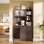 Meuble de bar à café GustoWave avec portes coulissantes façon grange - Buffet de rangement pour le vin pour cuisine et salle à manger