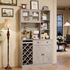 Meuble de bar à café GustoWave avec portes coulissantes façon grange - Buffet de rangement pour le vin pour cuisine et salle à manger