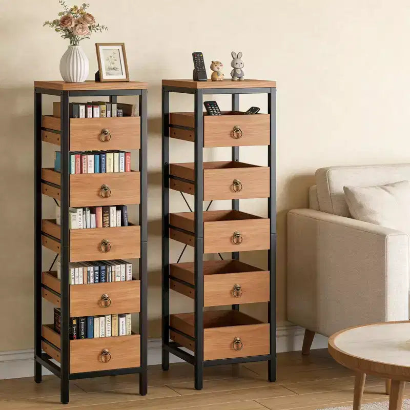 Étagère de rangement pour fruits et légumes en bois, présentoir étroit à 5 niveaux pour snacks et fruits, étagère utilitaire pour la cuisine, le salon, la chambre