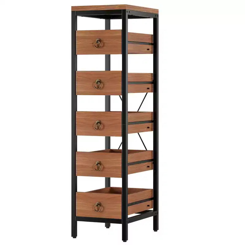 Étagère de rangement pour fruits et légumes en bois, présentoir étroit à 5 niveaux pour snacks et fruits, étagère utilitaire pour la cuisine, le salon, la chambre