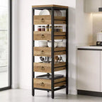 Étagère de rangement pour fruits et légumes en bois, présentoir étroit à 5 niveaux pour snacks et fruits, étagère utilitaire pour la cuisine, le salon, la chambre
