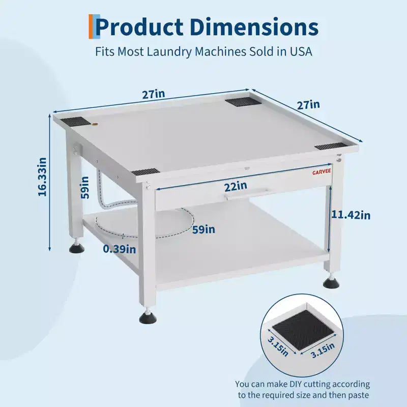Support de piédestal robuste COZONY pour laveuse/sécheuse avec panier coulissant, patins anti-vibration réglables, capacité de 450 kg