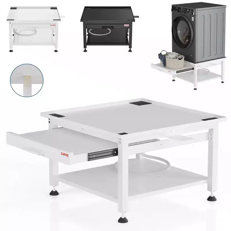 Support de piédestal robuste COZONY pour laveuse/sécheuse avec panier coulissant, patins anti-vibration réglables, capacité de 450 kg