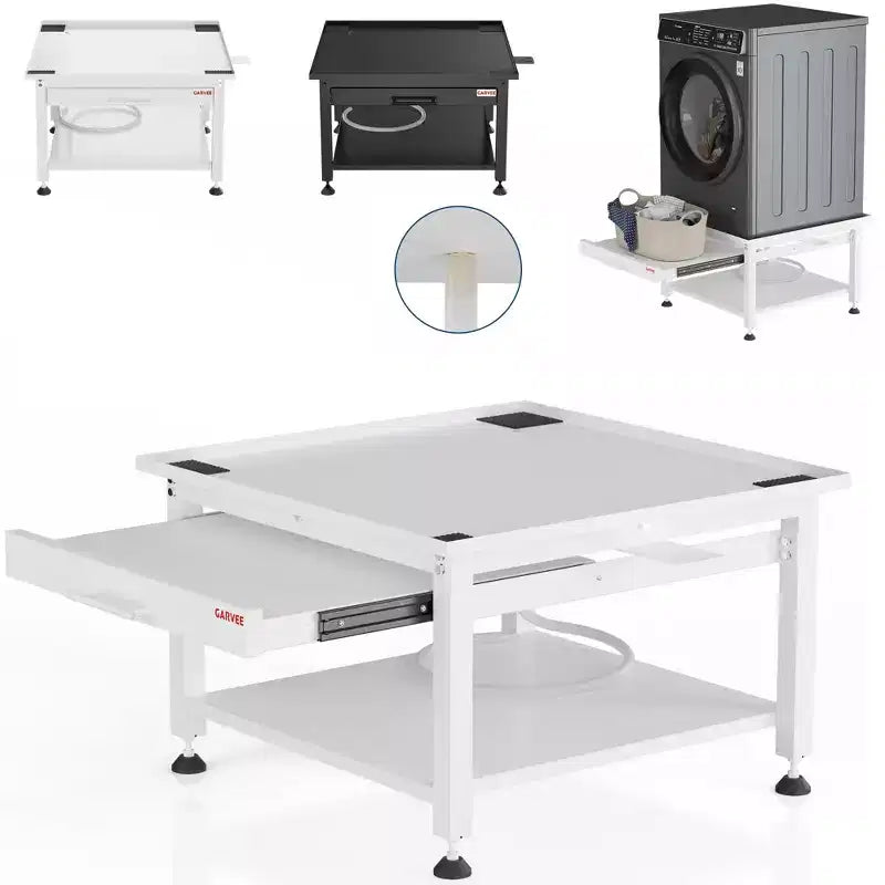 Support de piédestal robuste COZONY pour laveuse/sécheuse avec panier coulissant, patins anti-vibration réglables, capacité de 450 kg