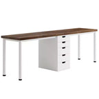 Bureau double, Long bureau d'ordinateur avec 5 tiroirs