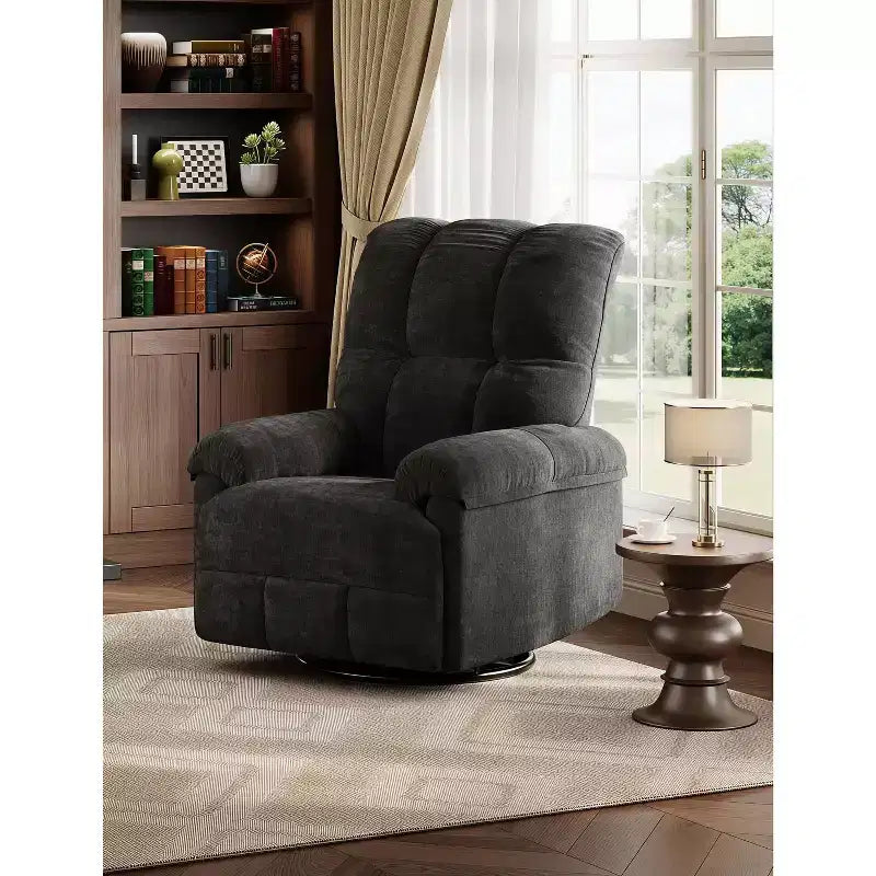 Fauteuil inclinable, pivotant et berçant avec support lombaire - Fauteuil à bascule manuel en chenille pour salon, chambre à coucher ou chambre d'enfant