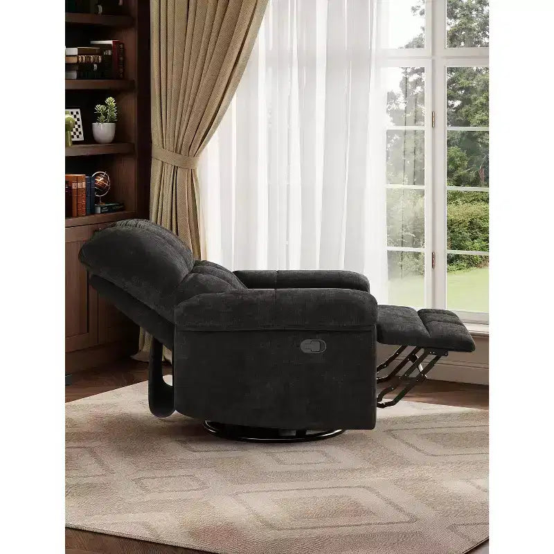 Fauteuil inclinable, pivotant et berçant avec support lombaire - Fauteuil à bascule manuel en chenille pour salon, chambre à coucher ou chambre d'enfant