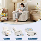 Fauteuil inclinable, pivotant et berçant avec support lombaire - Fauteuil à bascule manuel en chenille pour salon, chambre à coucher ou chambre d'enfant
