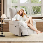 Fauteuil inclinable, pivotant et berçant avec support lombaire - Fauteuil à bascule manuel en chenille pour salon, chambre à coucher ou chambre d'enfant
