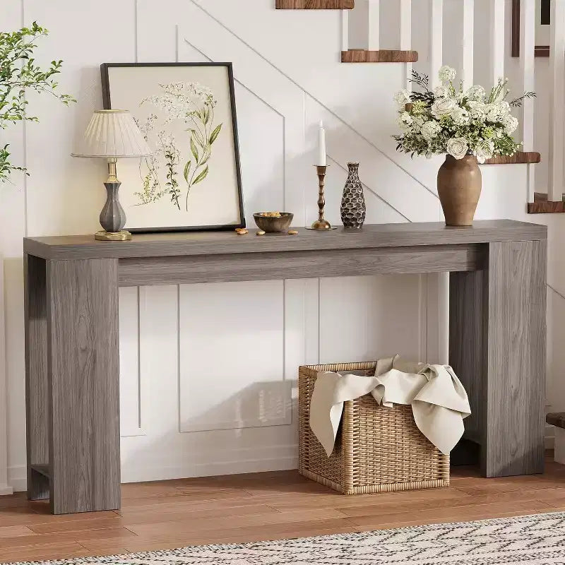 Console de ferme 70,9 pouces de long, table d'appoint rectangulaire étroite en bois pour la maison et le bureau, montage facile
