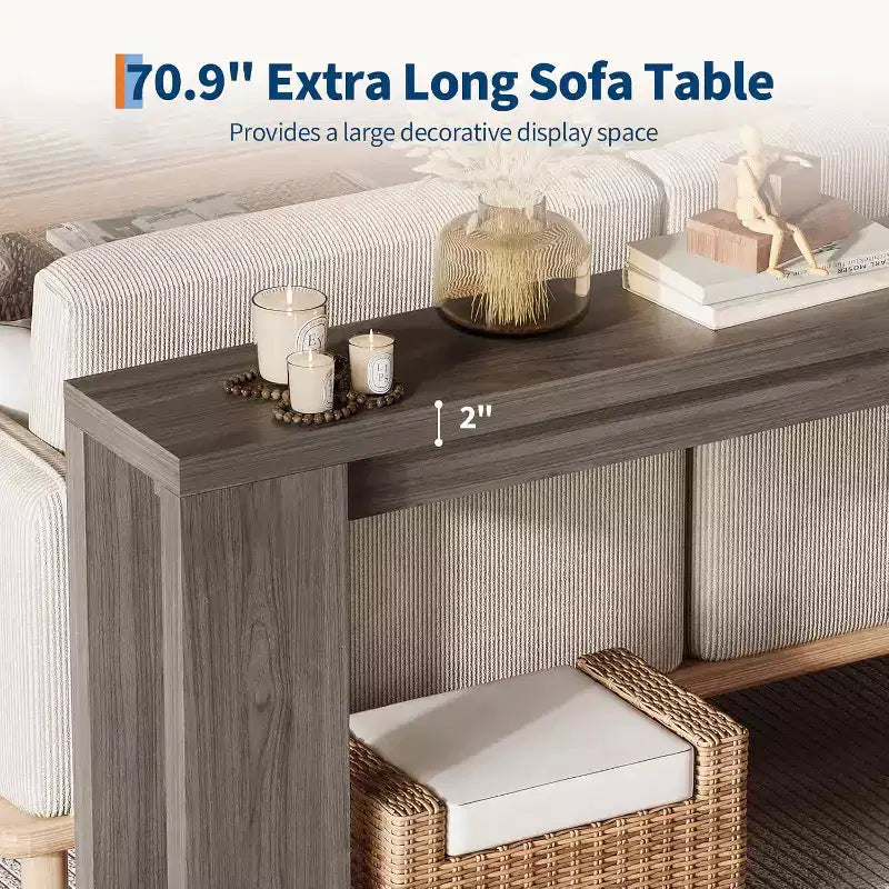 Console de ferme 70,9 pouces de long, table d'appoint rectangulaire étroite en bois pour la maison et le bureau, montage facile