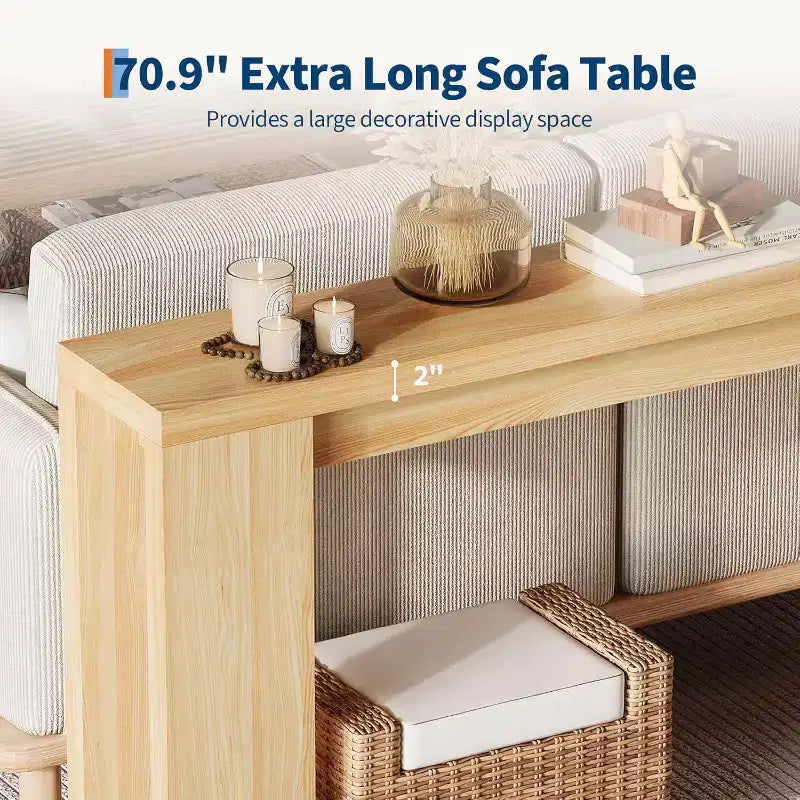 Console de ferme 70,9 pouces de long, table d'appoint rectangulaire étroite en bois pour la maison et le bureau, montage facile