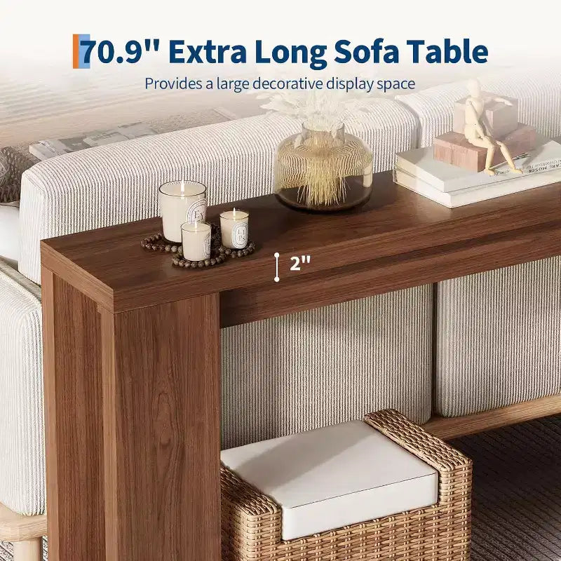 Console de ferme 70,9 pouces de long, table d'appoint rectangulaire étroite en bois pour la maison et le bureau, montage facile