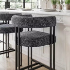 Tabourets de bar modernes de 24 po, ensemble de 8, dossier et accoudoirs incurvés, tabourets de comptoir rembourrés en tissu pour îlot de cuisine ou bar-Panipeachy